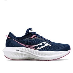 Saucony Triumph 21 Navy & White Tennis Shoes Sacony PWR Run Shoes Size 7.5